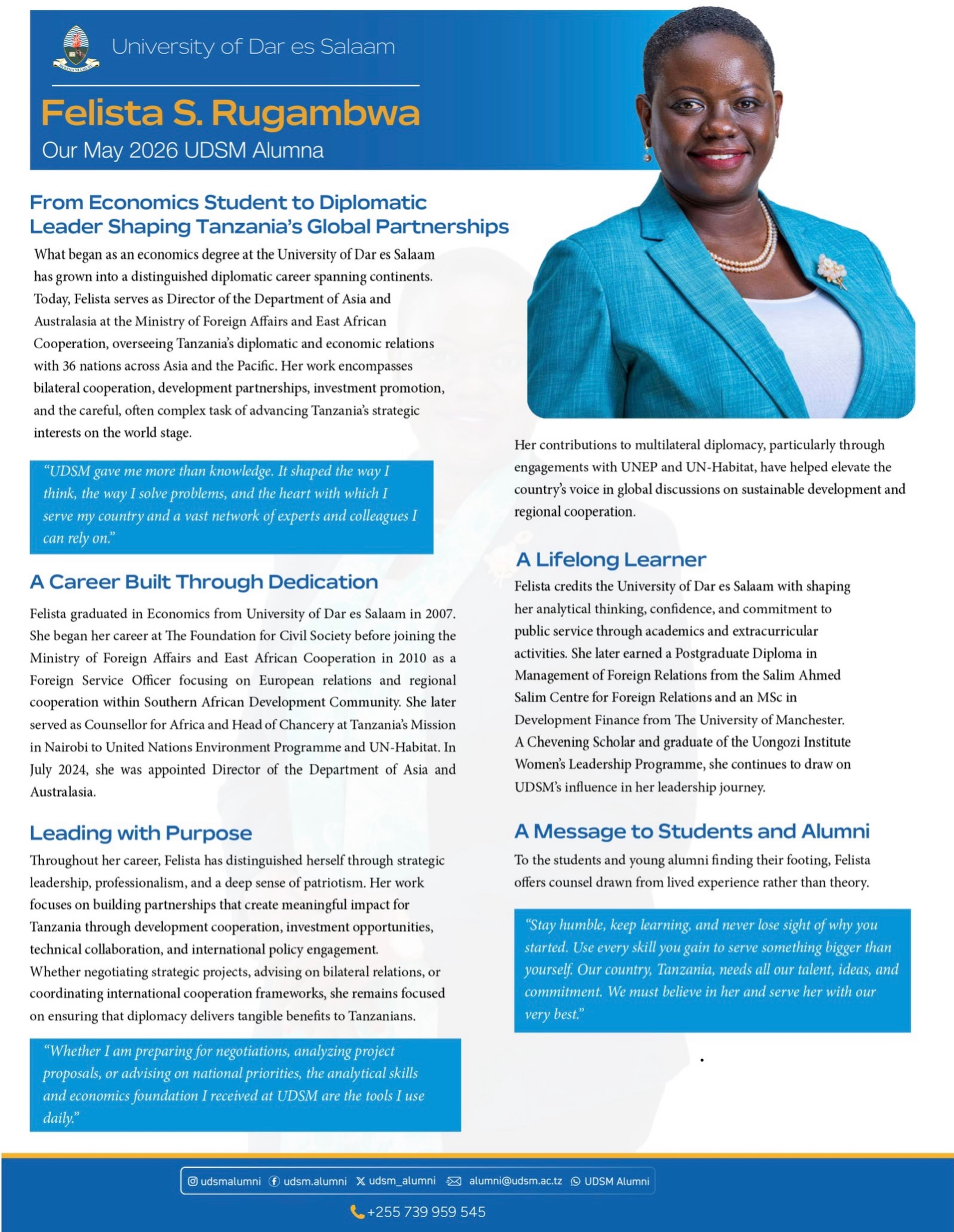 UDSM Alumni of the Month May 2026